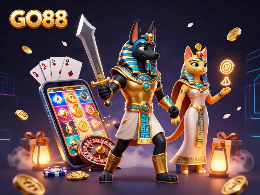 Experience GO88 with colorful slot games and dynamic casino elements in a vibrant scene.