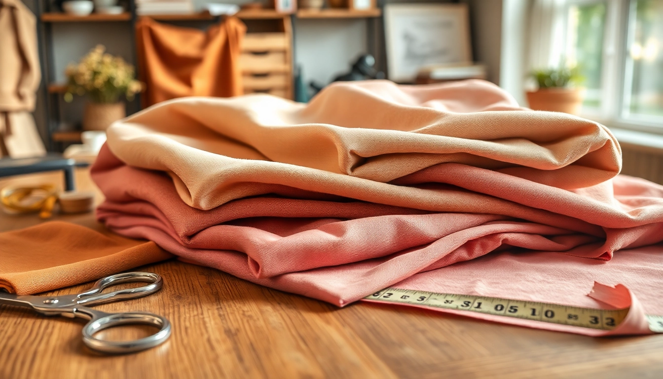 Stof kopen per meter: verschillende stofstalen met unieke texturen en kleuren op een houten tafel.