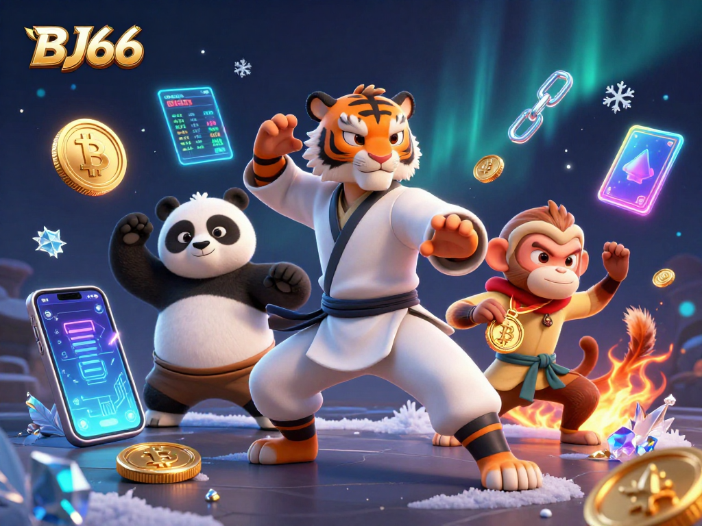 BJ66 features an intense cockfighting scene with a kung fu tiger master and panda disciple.