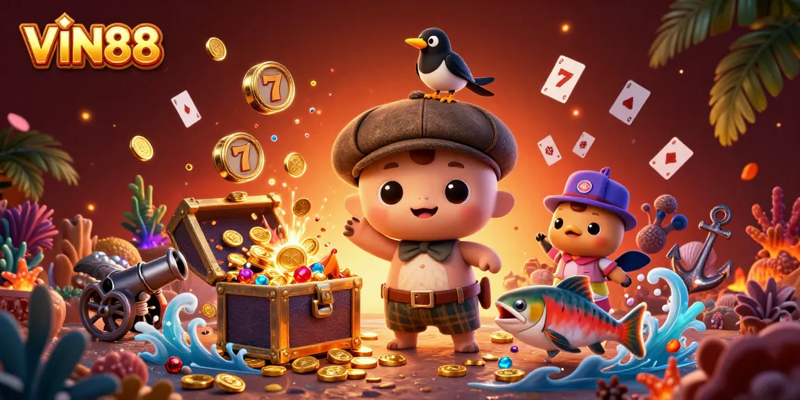 Engage with VIN88 in an exciting underwater casino scene featuring a playful Nessie.
