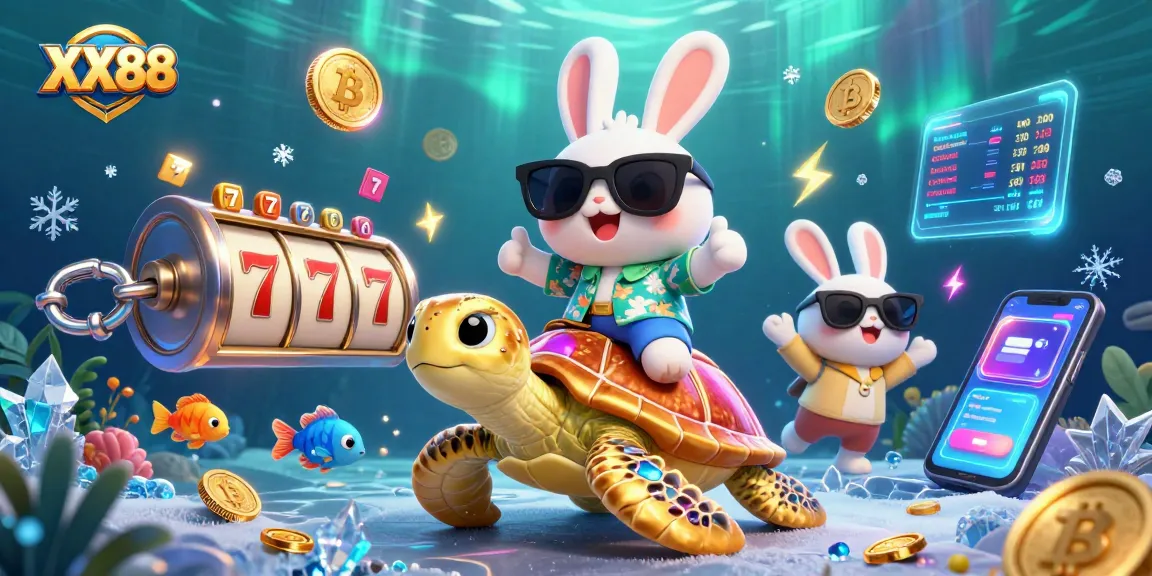 Engage with slot games at XX88, featuring lucky characters amid vibrant casino elements.