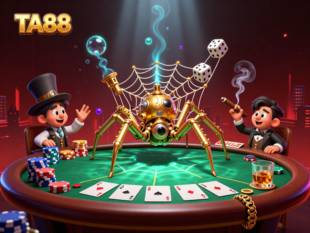 Engage with thrilling casino action featuring TA88, a steampunk spider and poker elements.