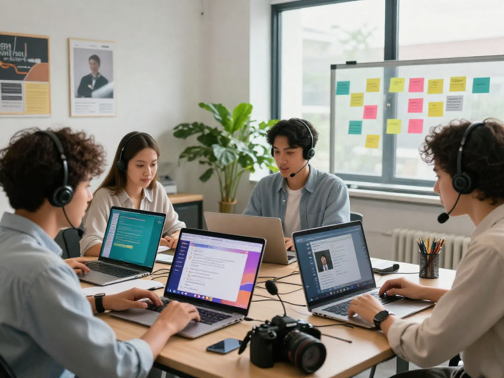 Engaged team using spicy chat ai in a modern workspace for optimal collaboration.