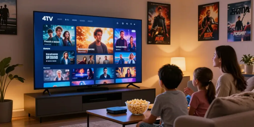 Miglior IPTV providing family entertainment experience with 4K content on large screen.