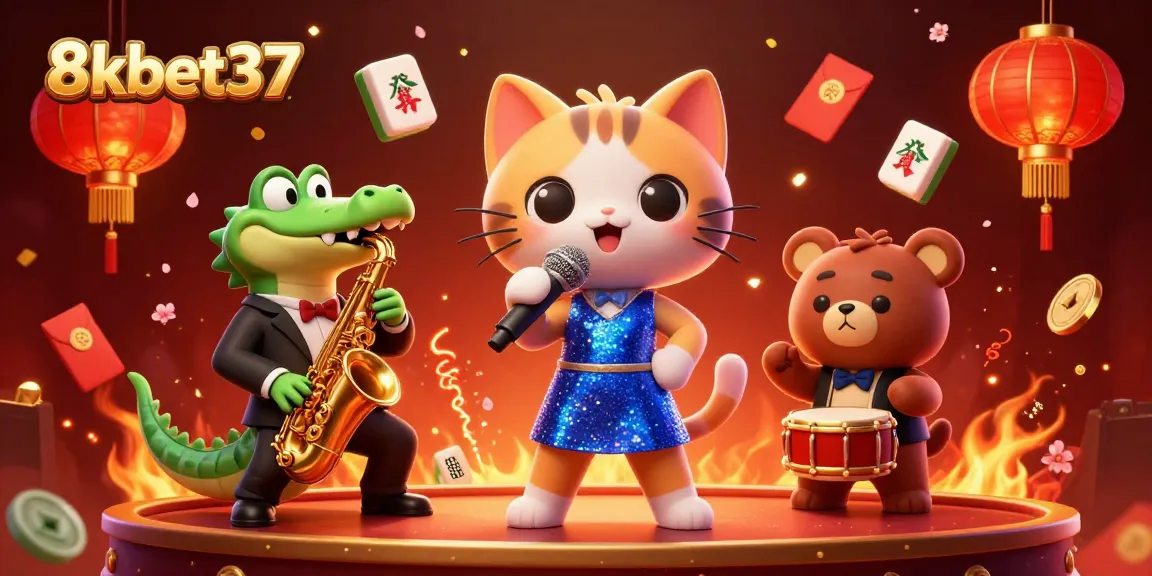 Experience thrilling gaming at 8kbet37 with vibrant characters in a lively casino scene.