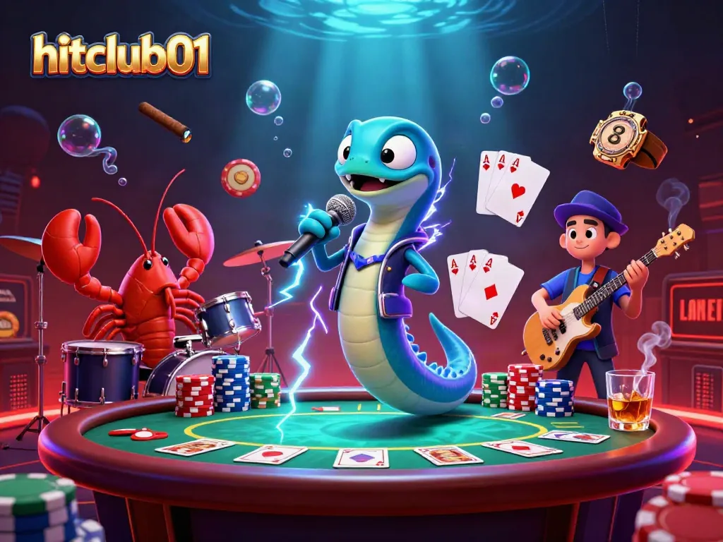 Experience thrilling gameplay at hitclub01 with electric eel DJ, poker action, and vibrant underwater casino!