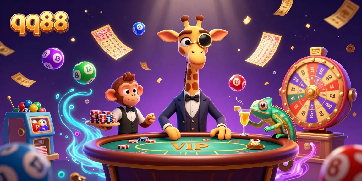 Experience thrilling action at qq88 with a vibrant 3D gaming illustration showcasing a high-roller atmosphere.