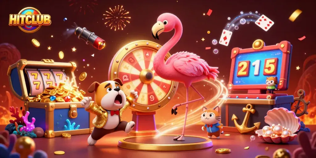 Experience HITCLUB's thrilling gameplay with vibrant 3D characters and casino elements in action.