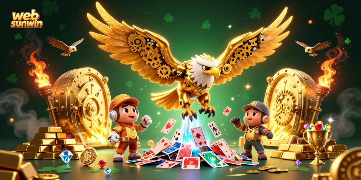 Experience the thrill of web sunwin with a cybernetic eagle and golden treasures.
