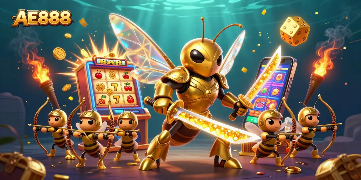 Experience the excitement of AE888 as the giant hornet samurai leads a vibrant casino showdown!