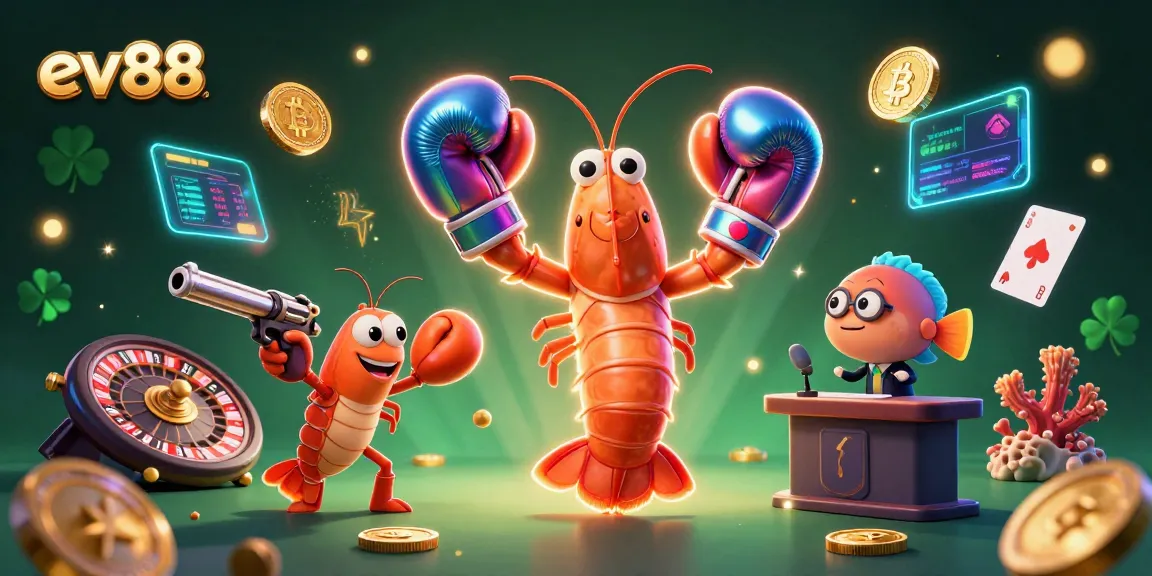 Engage with ev88's thrilling casino experience featuring vibrant 3D characters and crypto elements.
