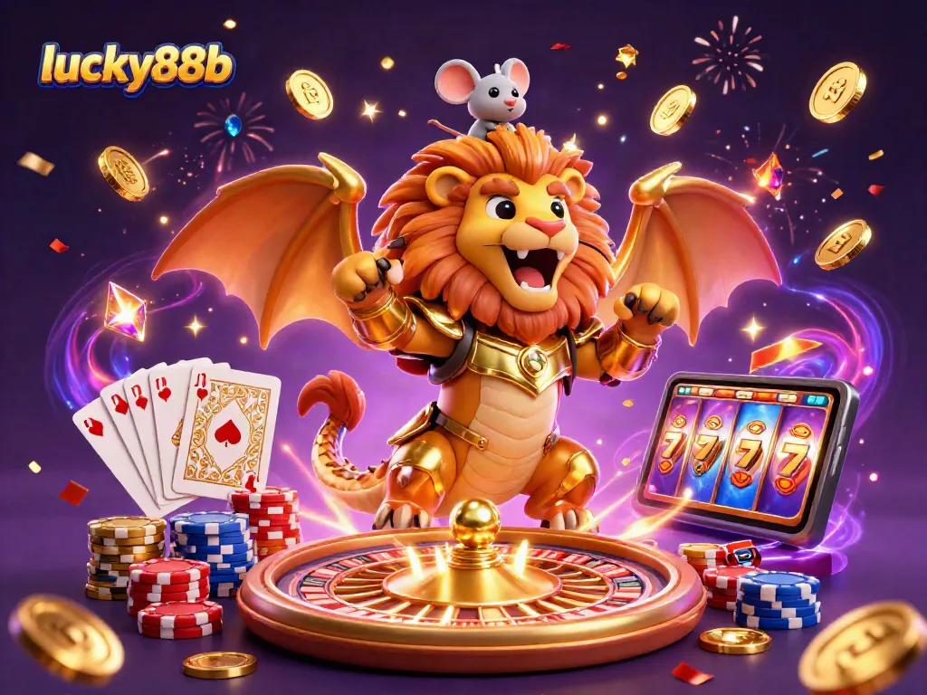 Experience the thrilling excitement of lucky88b with golden coins and vibrant casino elements!