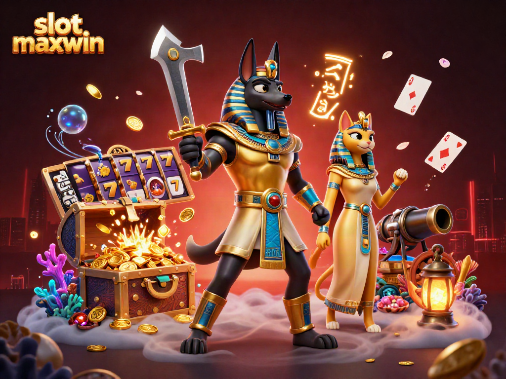 Spin the reels of slot maxwin for a thrilling jackpot experience in this vibrant casino scene.