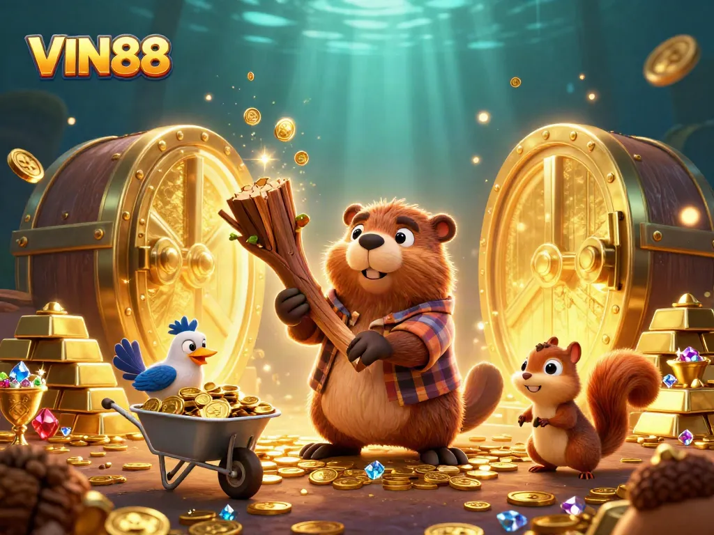 Experience thrilling wins with VIN88 as cartoon characters celebrate in a vibrant casino scene.