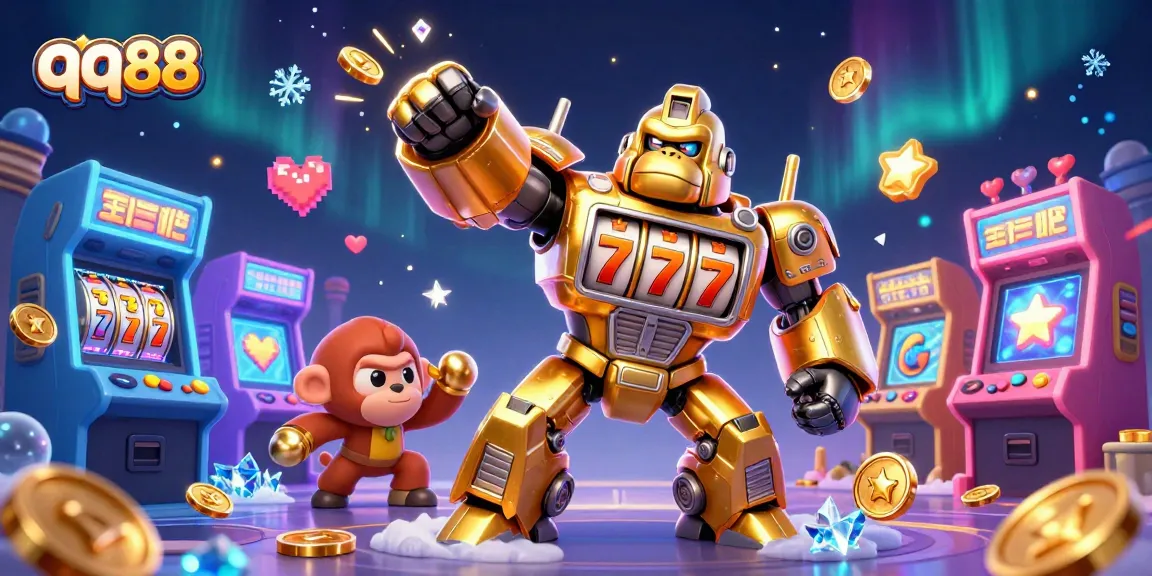 Experience exciting wins at qq88 with a vibrant casino-themed digital illustration featuring game elements.
