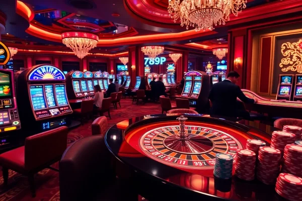 Experience excitement and luxury at 789P with vibrant casino games, roulette, and lively players.