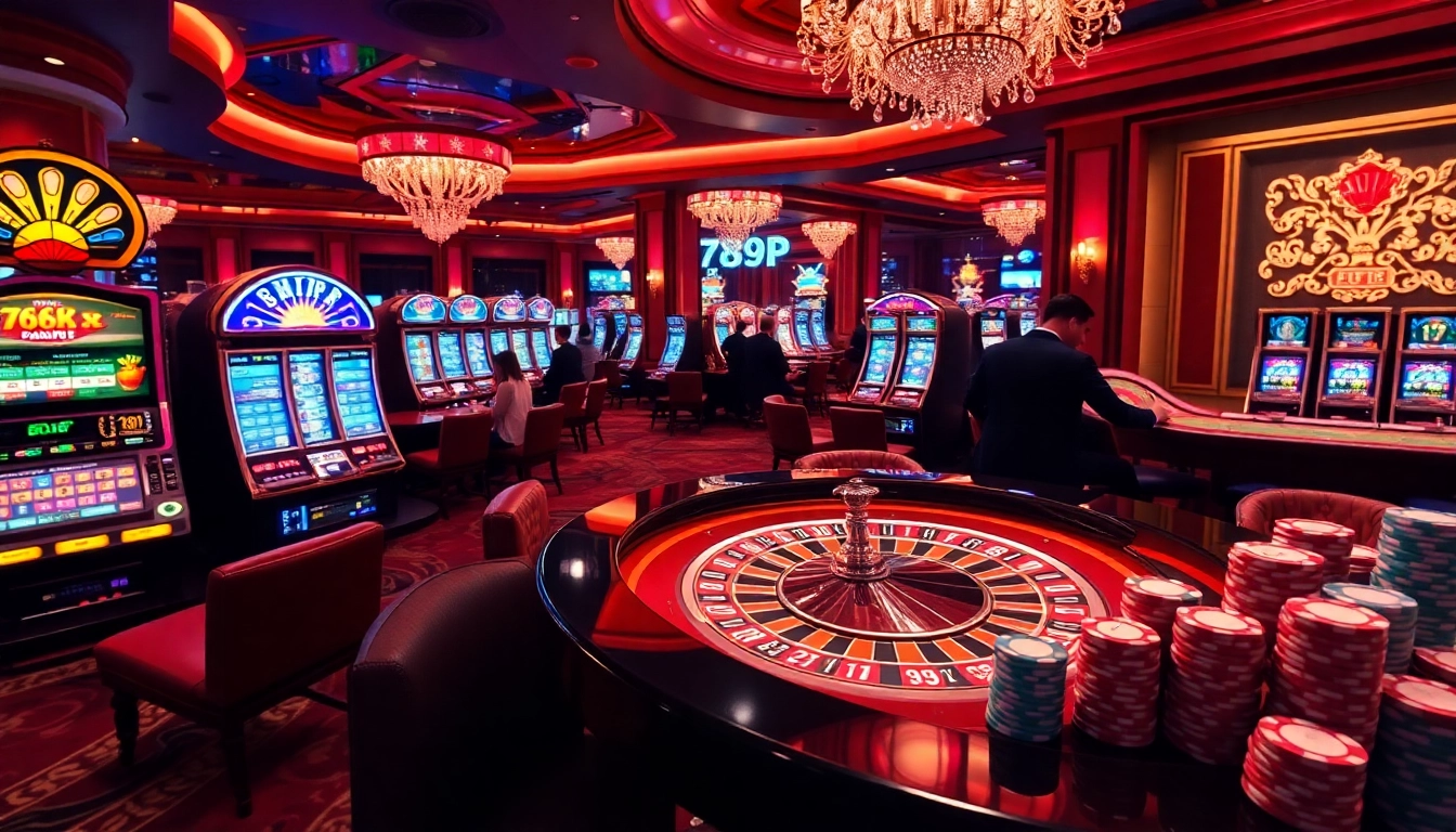 Experience excitement and luxury at 789P with vibrant casino games, roulette, and lively players.