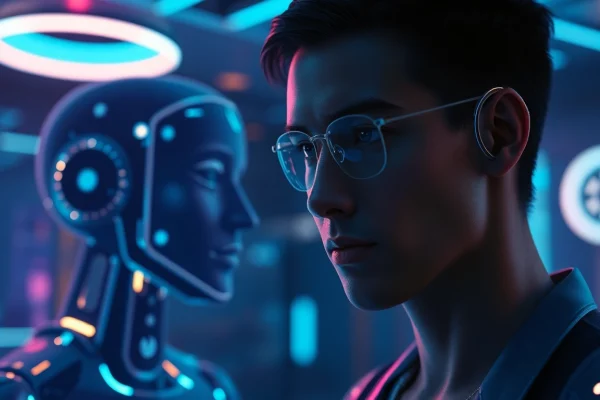 Engaging AI chatbot conversation about sex ai chat in a futuristic digital environment.