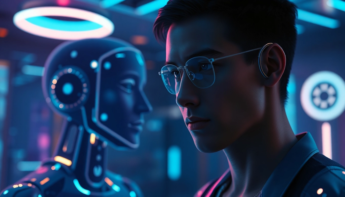 Engaging AI chatbot conversation about sex ai chat in a futuristic digital environment.