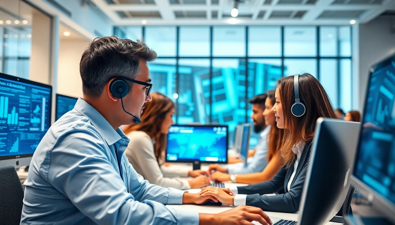 AI Employee collaborating in a modern office with advanced tech tools and a dynamic workspace.