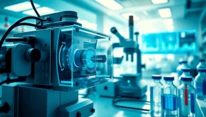 Analizziamo il sensore iperspettrale mentre esamina campioni in un laboratorio moderno.