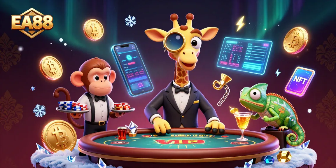 Win big with EA88 at the VIP poker table surrounded by dynamic casino elements.