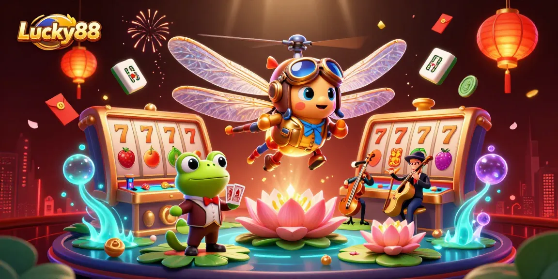 Engage with Lucky88 slot machine thrills amidst vibrant 3D casino scene