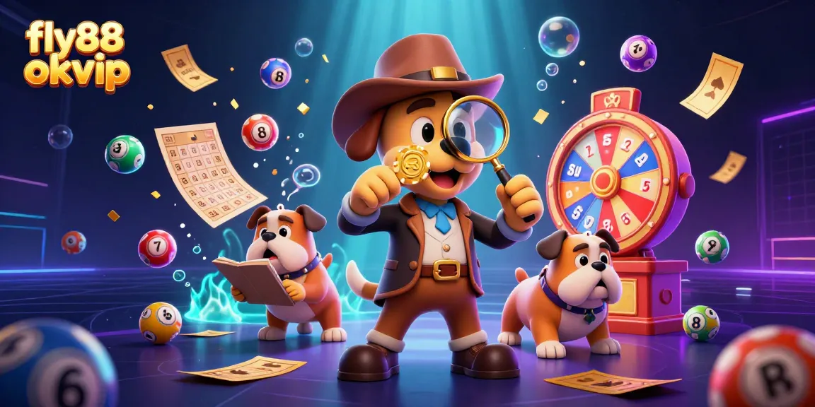 Experience the thrills of fly88 okvip with a fun detective and playful elements amidst a vibrant casino atmosphere.