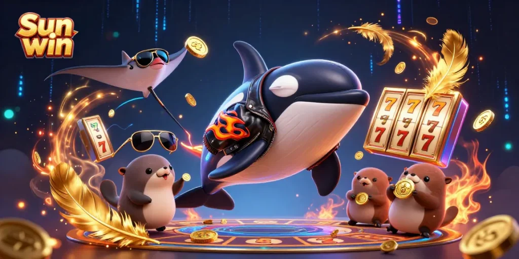 Engage with thrilling wagering at Sun win, where sea creatures celebrate amidst vibrant casino elements.